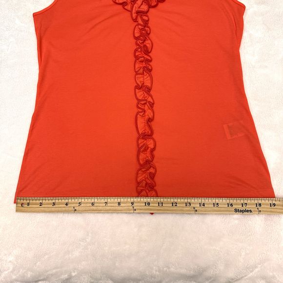 New Gran Sasso Coral Sleeveless 100% Cotton Ruffle Top SZ 8 Made in Italy - Picture 6 of 9